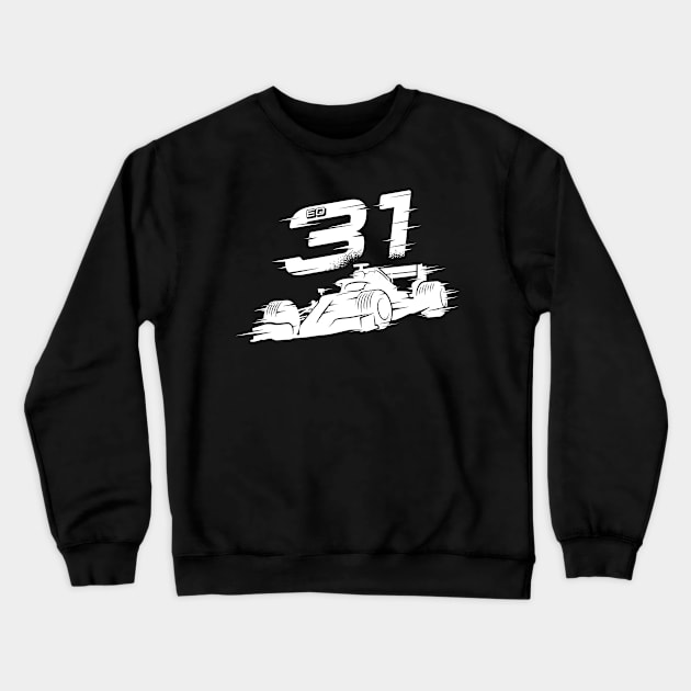 We Race On! 31 [White] Crewneck Sweatshirt by DCLawrenceUK